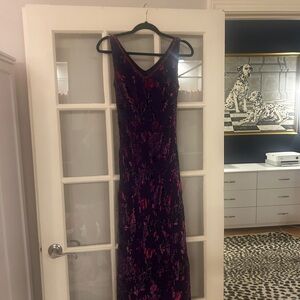 Marks & Spencer Purple Floral Silk Velvet Dress Vintage